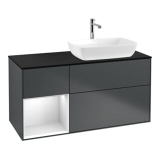 V&B Waschtischunterschrank Wandbeleuchtung Finion 120cm, Pl b m, Rg w m Lac, md bl. m Lac