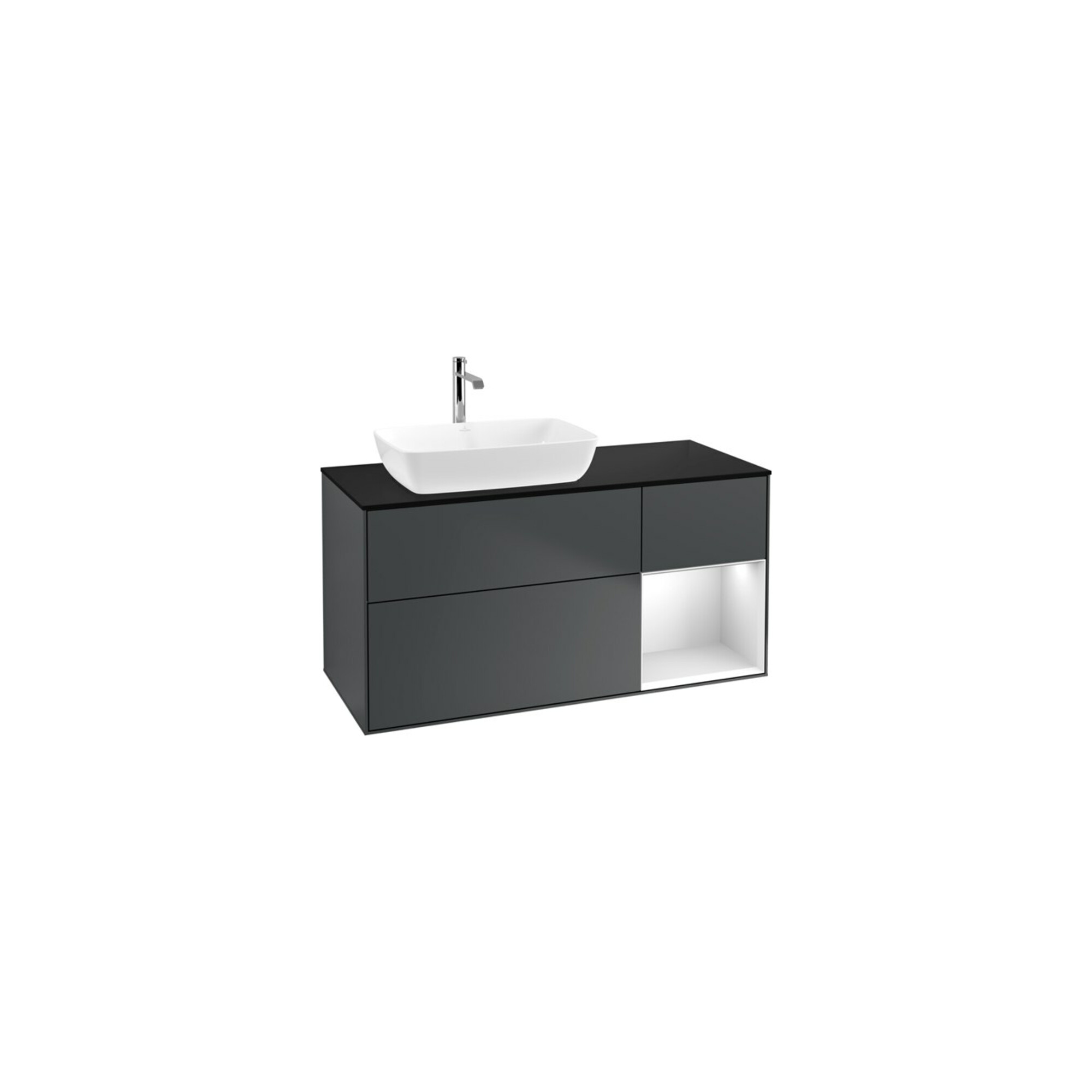 V&B Waschtischunterschrank Wandbeleuchtung Finion 120cm, Pl b m, Rg w m Lac, md bl. m Lac ; Villeroy & Boch