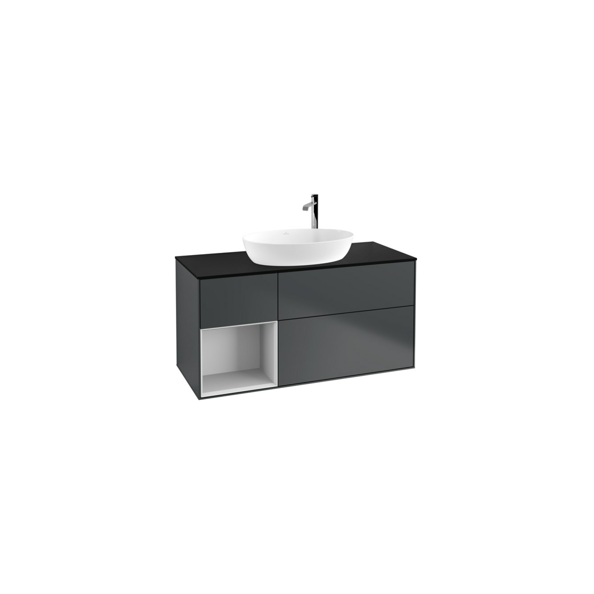 V&B Waschtischunterschrank Wandbeleuchtung Finion 120cm, Pl b m, Rg w m Lac, md bl. m Lac ; Villeroy & Boch