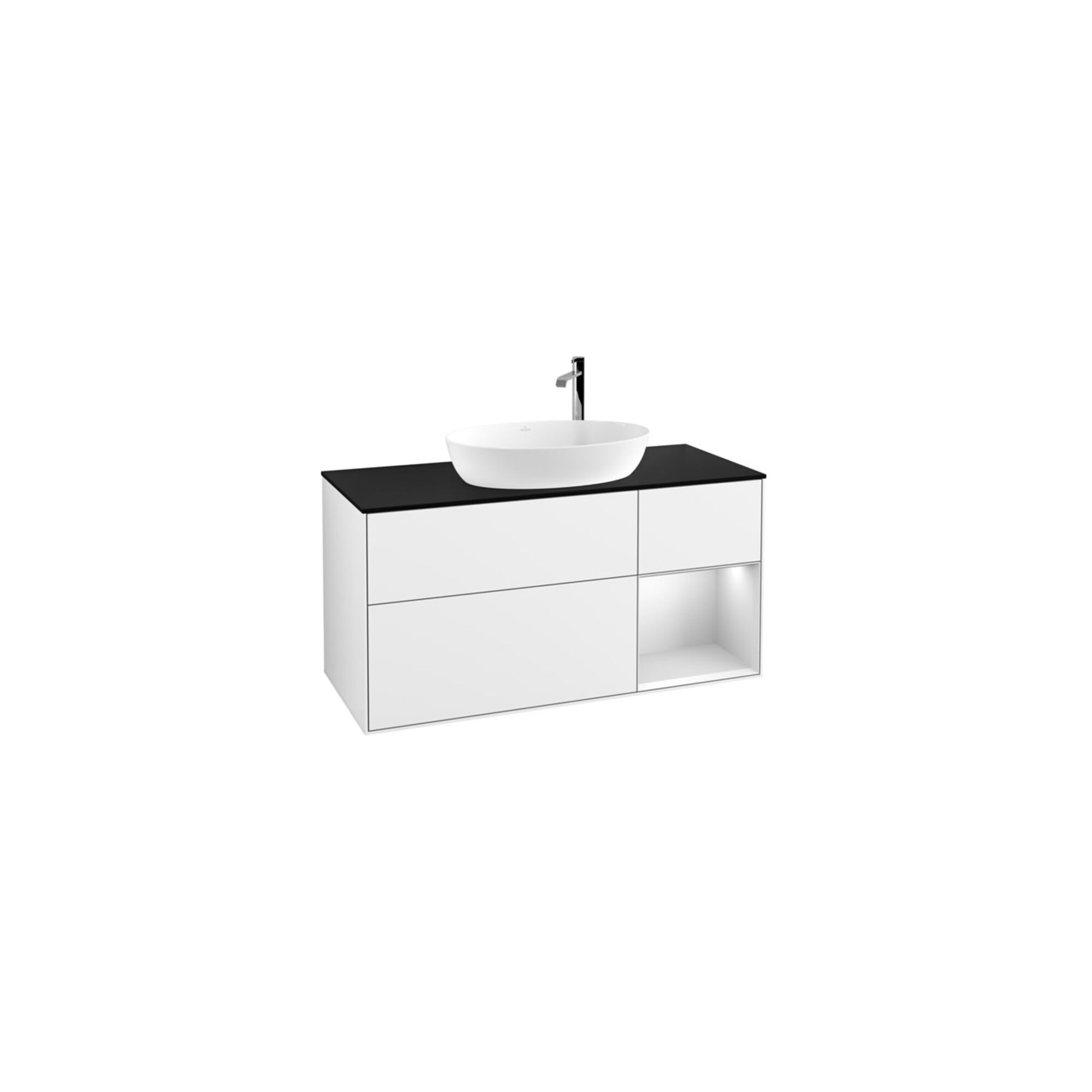 V&B Waschtischunterschrank Wandbeleuchtung Finion 120cm, Pl b m, Rg wh. m Lac, glo wh. Lac ; Villeroy & Boch