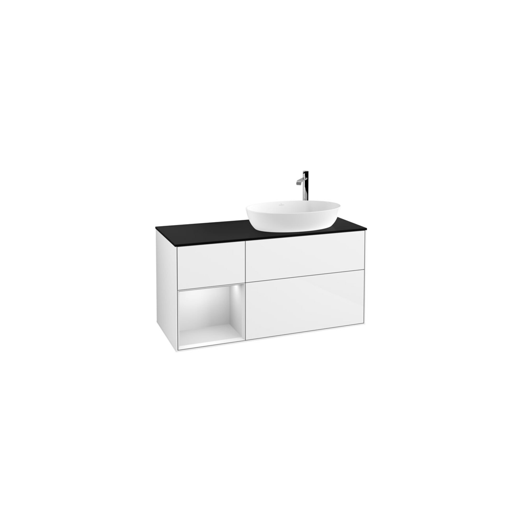 V&B Waschtischunterschrank Wandbeleuchtung Finion 120cm, Pl b m, Rg wh. m Lac, glo wh. Lac ; Villeroy & Boch