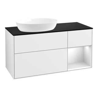 V&B Waschtischunterschrank Wandbeleuchtung Finion 120cm, Pl b m, Rg wh. m Lac, glo wh. Lac