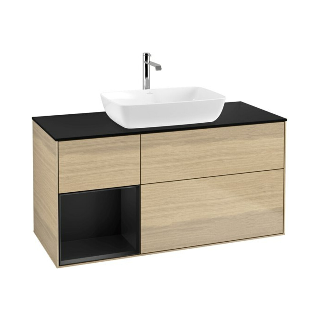 V&B Waschtischunterschrank Wandbeleuchtung Finion 120cm, Pl bla m, Reg bla m Lac, Oa ven