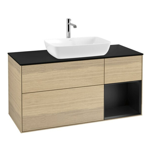 V&B Waschtischunterschrank Wandbeleuchtung Finion 120cm, Pl bla m, Reg bla m Lac, Oa ven
