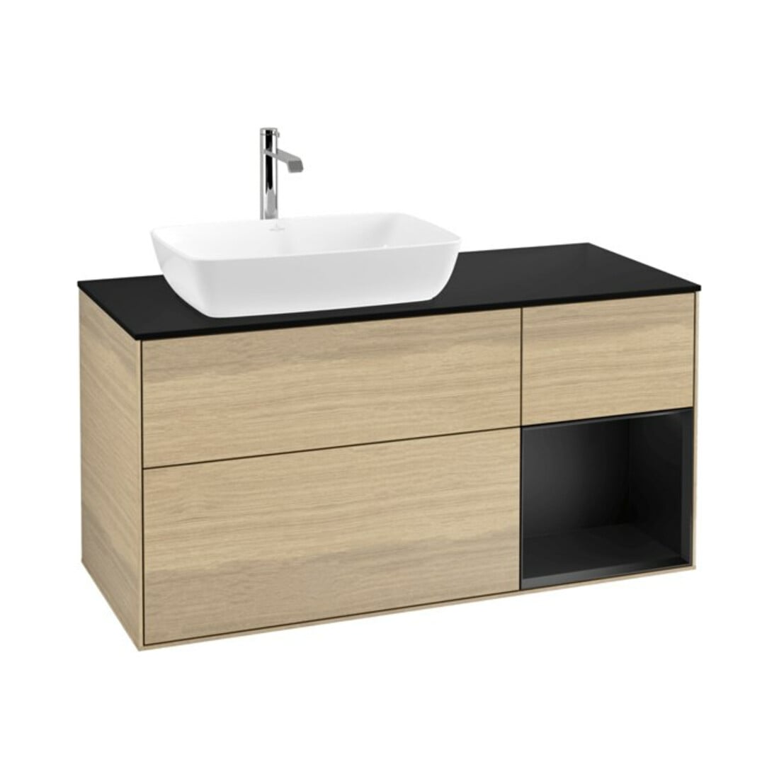 V&B Waschtischunterschrank Wandbeleuchtung Finion 120cm, Pl bla m, Reg bla m Lac, Oa ven