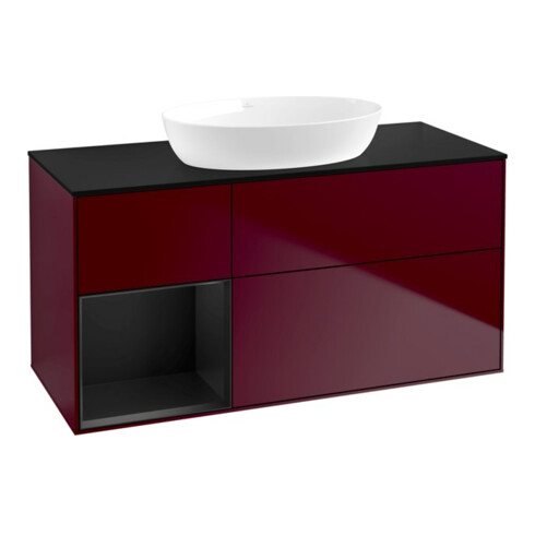 V&B Waschtischunterschrank Wandbeleuchtung Finion 120cm, Pl bla m, Reg bla m Lac, Peo m