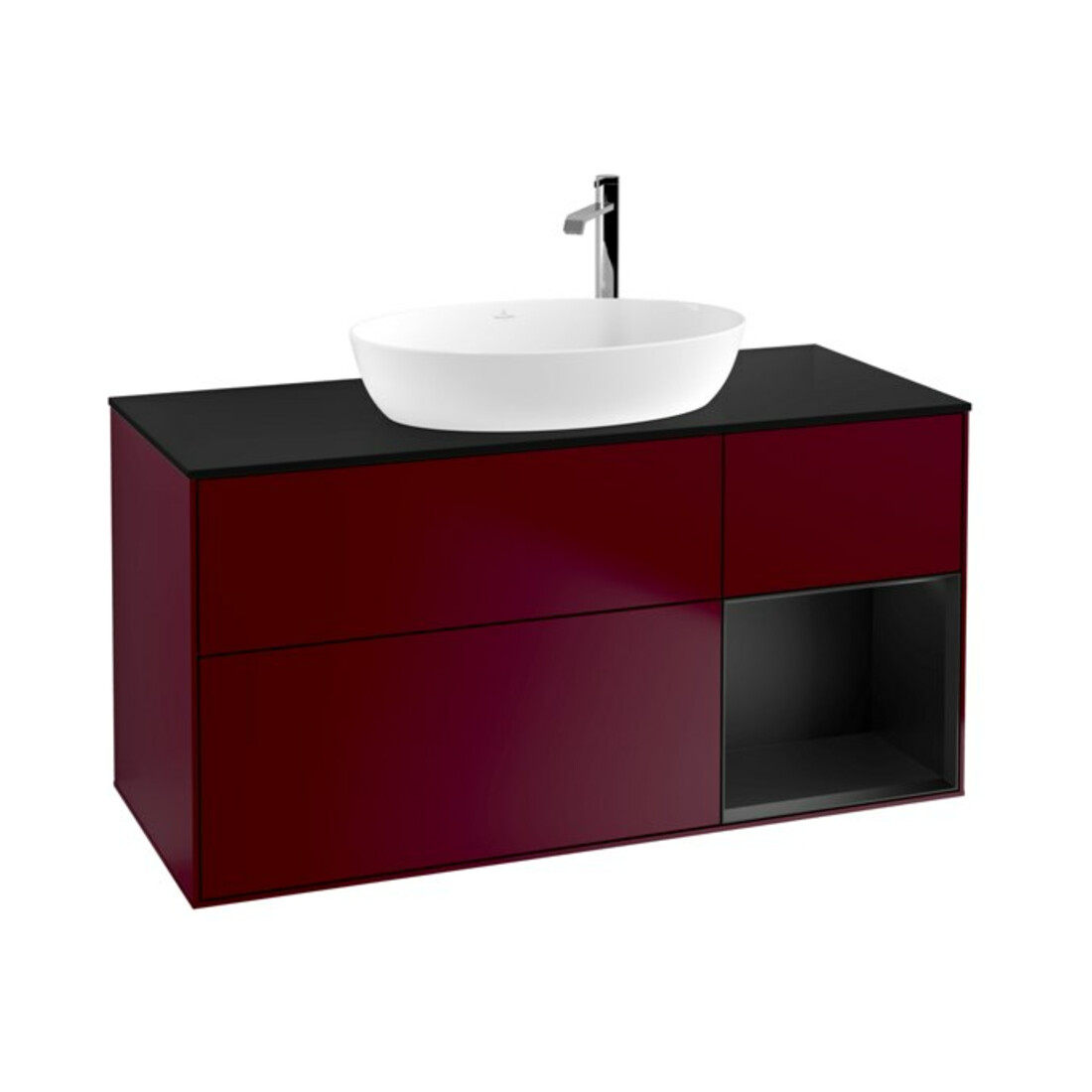 V&B Waschtischunterschrank Wandbeleuchtung Finion 120cm, Pl bla m, Reg bla m Lac, Peo m