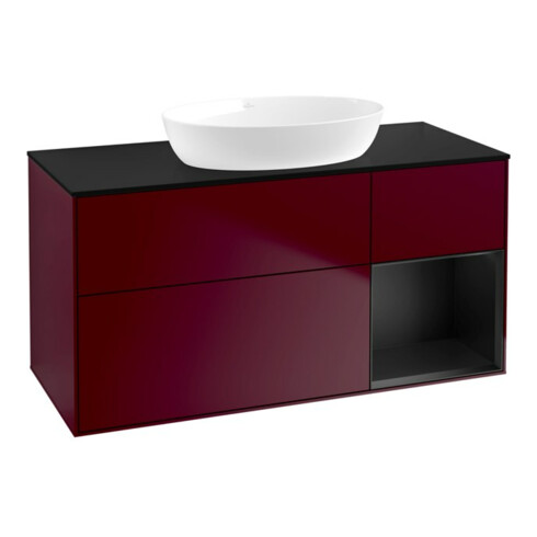 V&B Waschtischunterschrank Wandbeleuchtung Finion 120cm, Pl bla m, Reg bla m Lac, Peo m