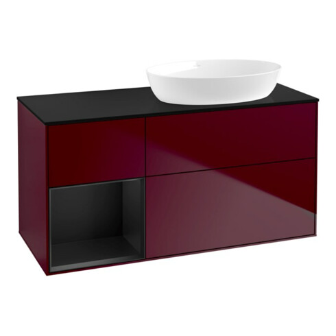 V&B Waschtischunterschrank Wandbeleuchtung Finion 120cm, Pl bla m, Reg bla m Lac, Peo m