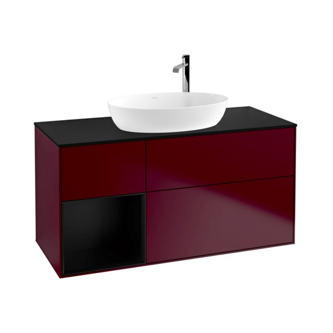 V&B Waschtischunterschrank Wandbeleuchtung Finion 120cm, Pl bla m, Reg bla m Lac, Peo m