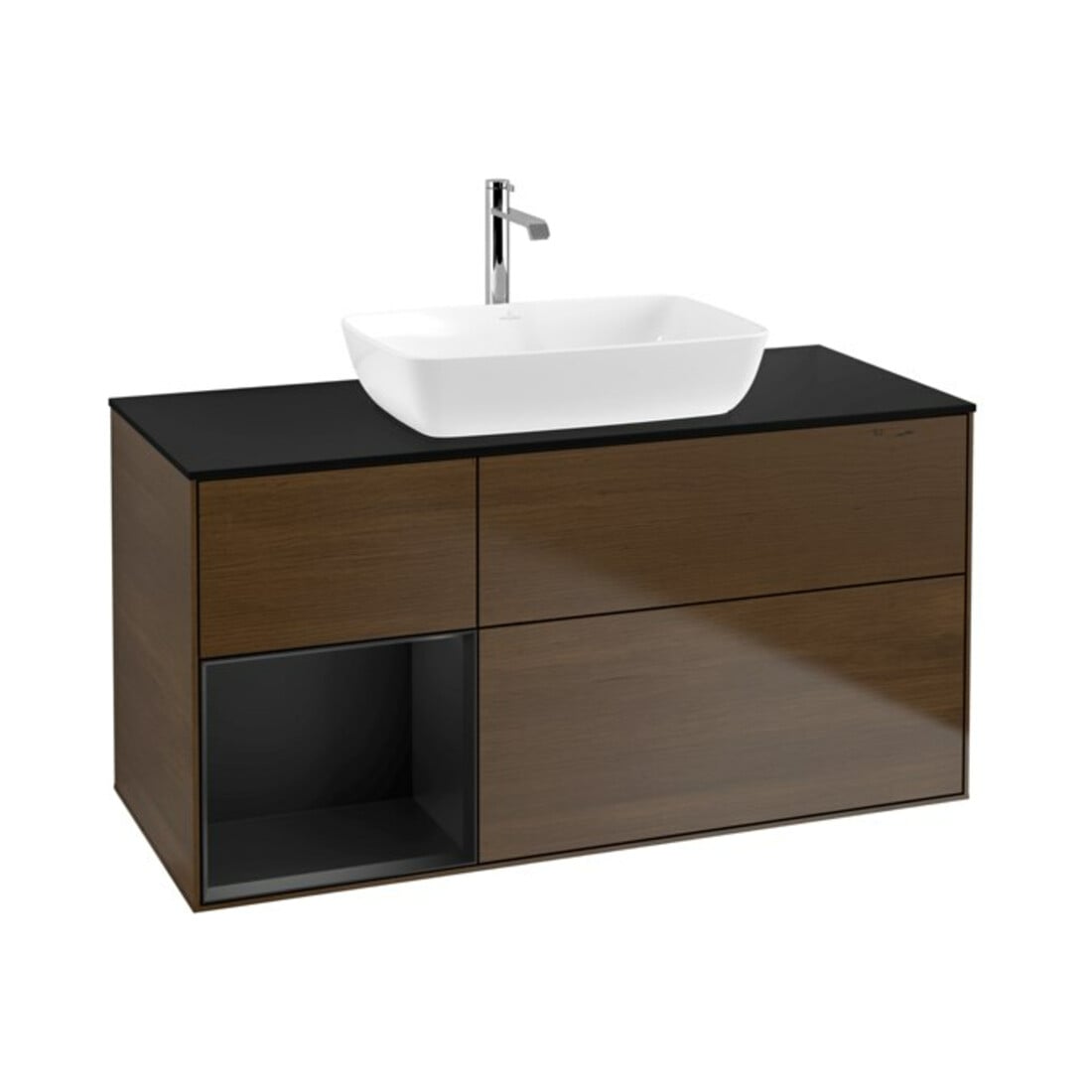 V&B Waschtischunterschrank Wandbeleuchtung Finion 120cm, Pl bla m, Reg bla m Lac, wal ven