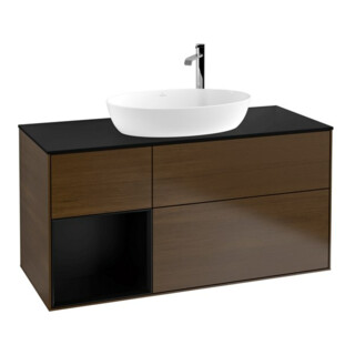 V&B Waschtischunterschrank Wandbeleuchtung Finion 120cm, Pl bla m, Reg bla m Lac, wal ven