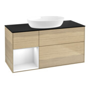 V&B Waschtischunterschrank Wandbeleuchtung Finion 120cm, Pl bla m, Reg glo wh. Lac, Oa ven