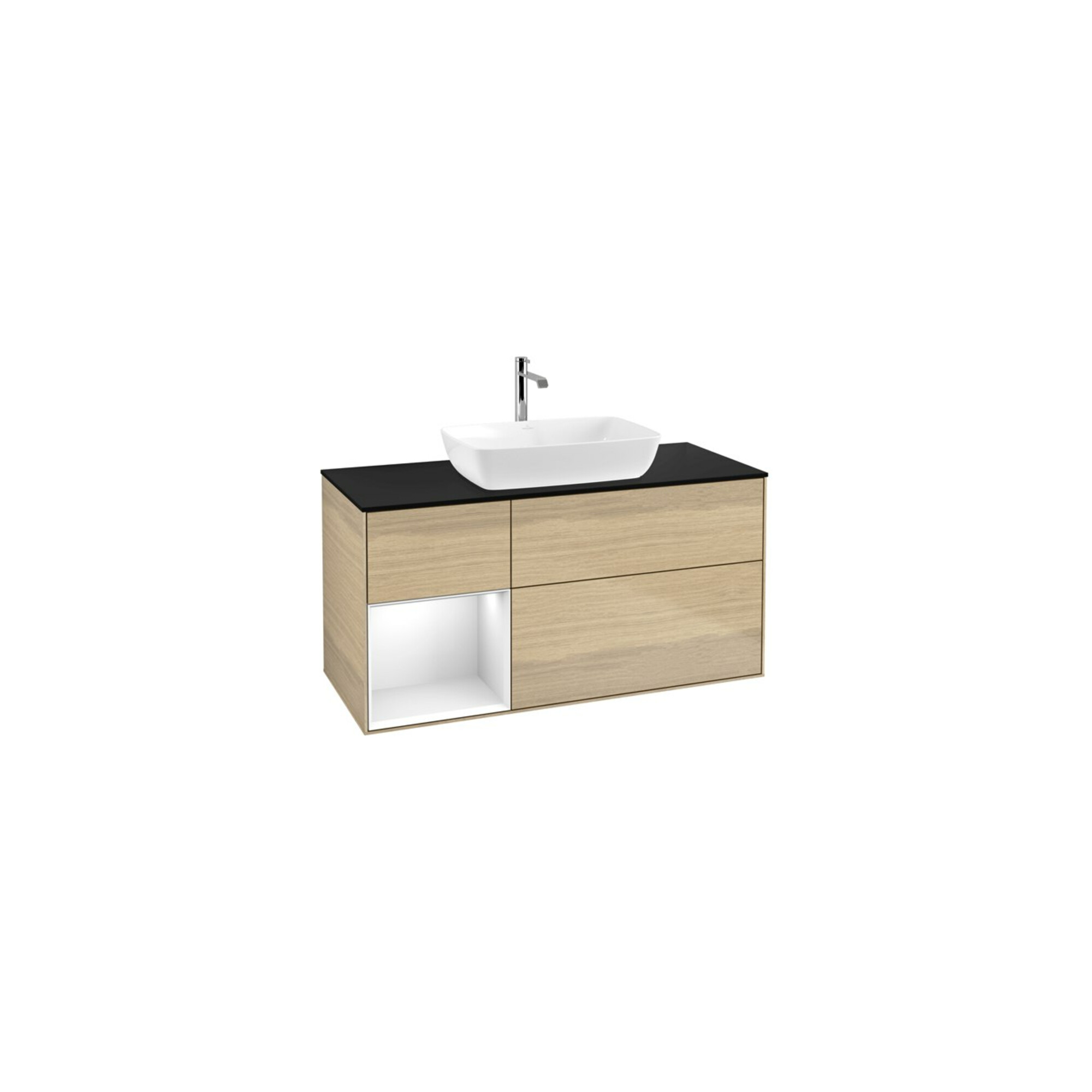 V&B Waschtischunterschrank Wandbeleuchtung Finion 120cm, Pl bla m, Reg glo wh. Lac, Oa ven ; Villeroy & Boch