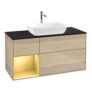 V&B Waschtischunterschrank Wandbeleuchtung Finion 120cm, Pl bla m, Reg gol m Lac, Oa ven