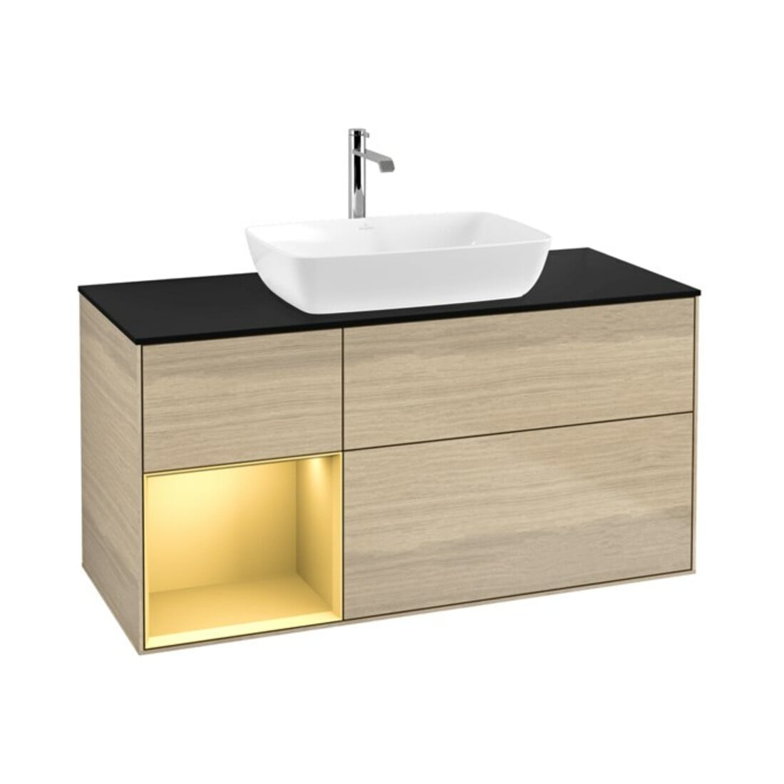V&B Waschtischunterschrank Wandbeleuchtung Finion 120cm, Pl bla m, Reg gol m Lac, Oa ven