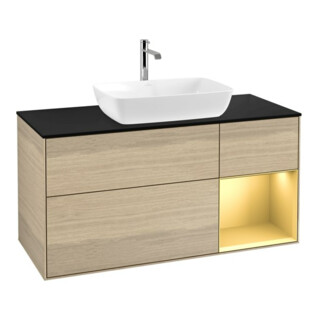 V&B Waschtischunterschrank Wandbeleuchtung Finion 120cm, Pl bla m, Reg gol m Lac, Oa ven