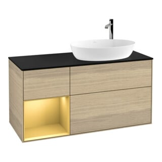 V&B Waschtischunterschrank Wandbeleuchtung Finion 120cm, Pl bla m, Reg gol m Lac, Oa ven