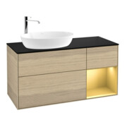 V&B Waschtischunterschrank Wandbeleuchtung Finion 120cm, Pl bla m, Reg gol m Lac, Oa ven