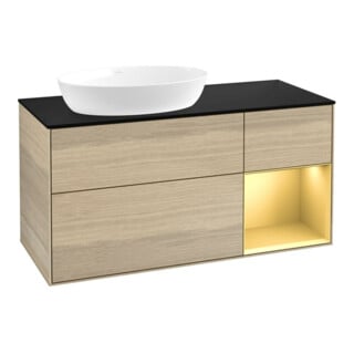 V&B Waschtischunterschrank Wandbeleuchtung Finion 120cm, Pl bla m, Reg gol m Lac, Oa ven