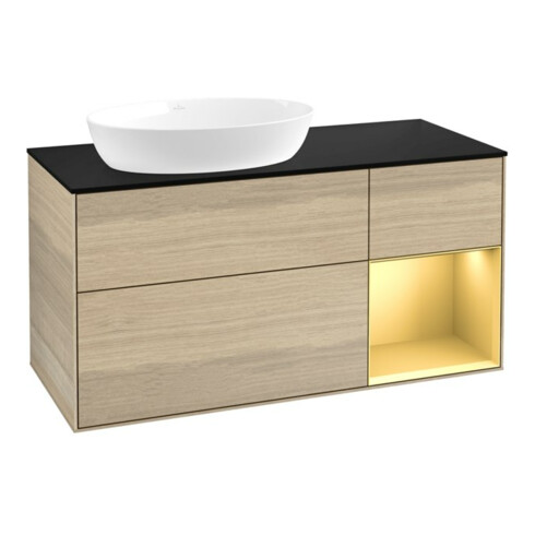 V&B Waschtischunterschrank Wandbeleuchtung Finion 120cm, Pl bla m, Reg gol m Lac, Oa ven