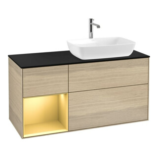 V&B Waschtischunterschrank Wandbeleuchtung Finion 120cm, Pl bla m, Reg gol m Lac, Oa ven
