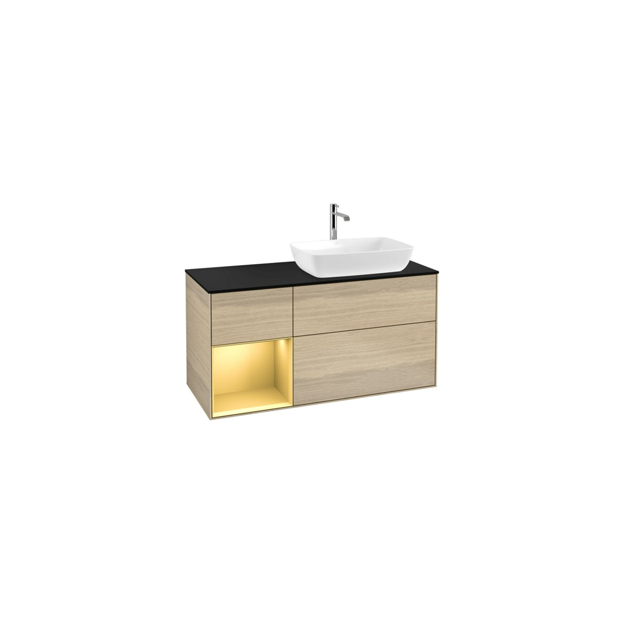 V&B Waschtischunterschrank Wandbeleuchtung Finion 120cm, Pl bla m, Reg gol m Lac, Oa ven ; Villeroy & Boch