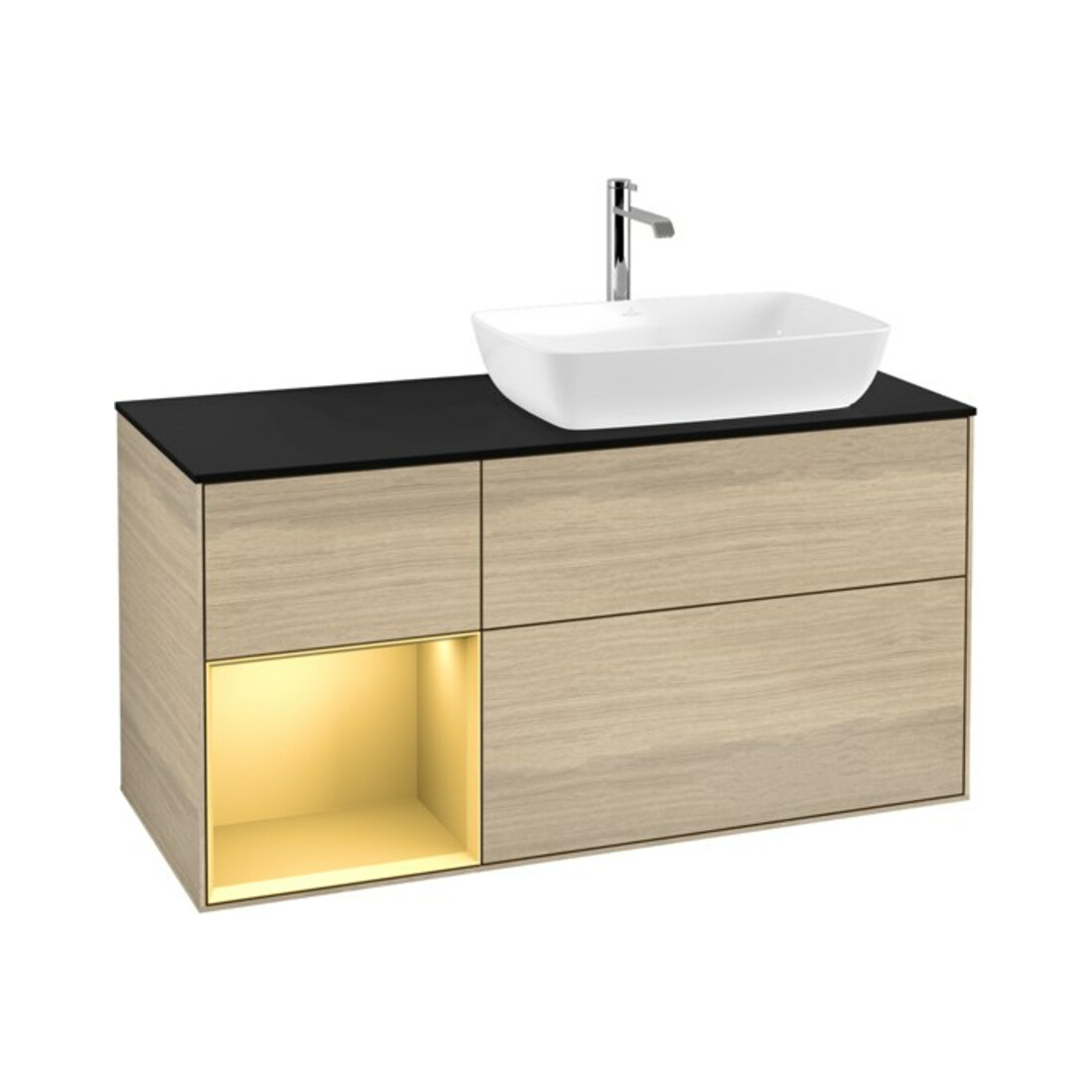 V&B Waschtischunterschrank Wandbeleuchtung Finion 120cm, Pl bla m, Reg gol m Lac, Oa ven