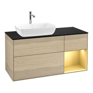 V&B Waschtischunterschrank Wandbeleuchtung Finion 120cm, Pl bla m, Reg gol m Lac, Oa ven