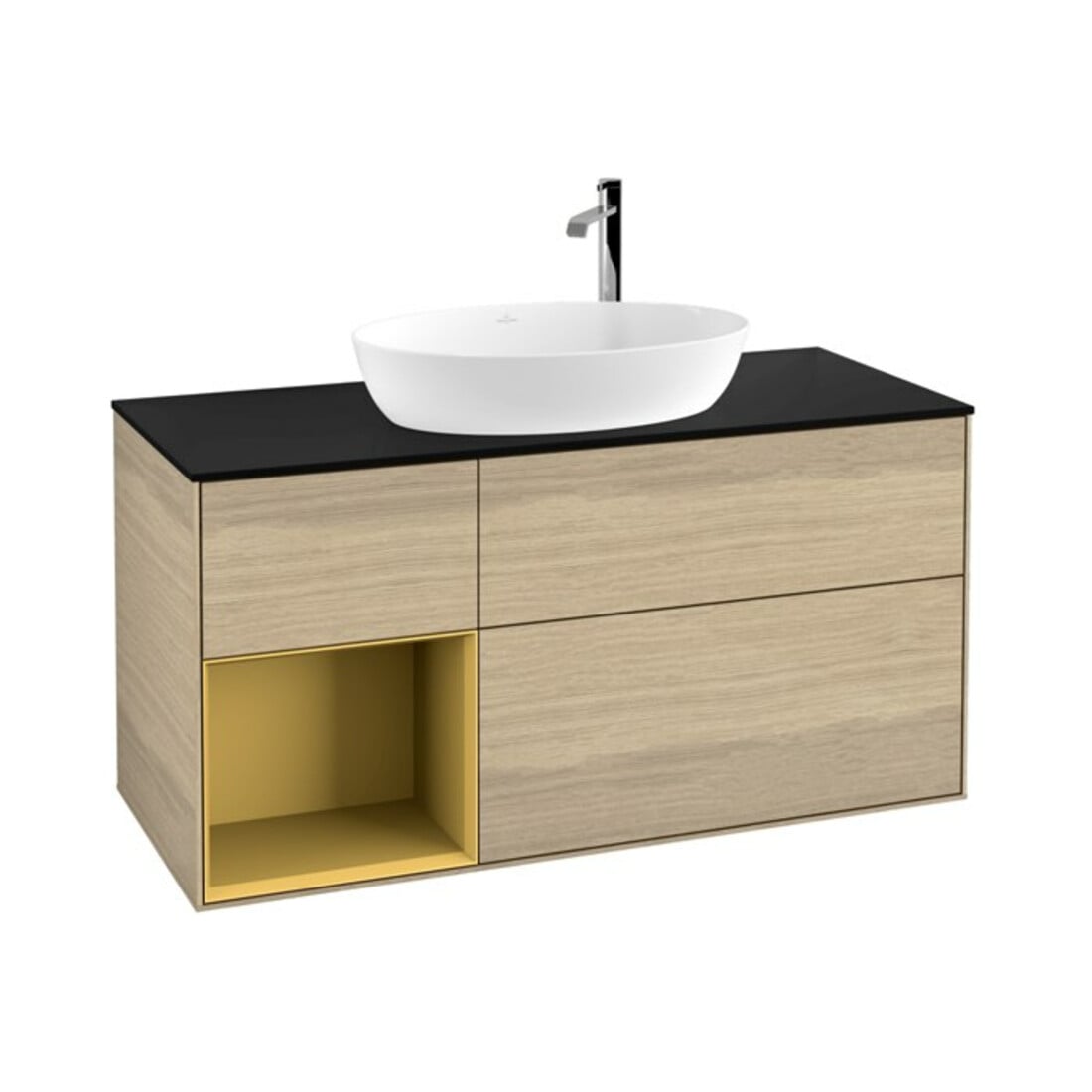 V&B Waschtischunterschrank Wandbeleuchtung Finion 120cm, Pl bla m, Reg gol m Lac, Oa ven