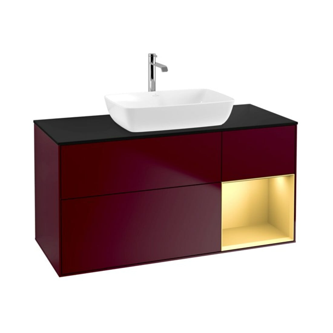 V&B Waschtischunterschrank Wandbeleuchtung Finion 120cm, Pl bla m, Reg gol m Lac, Peo m