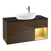 V&B Waschtischunterschrank Wandbeleuchtung Finion 120cm, Pl bla m, Reg gol m Lac, wal ven