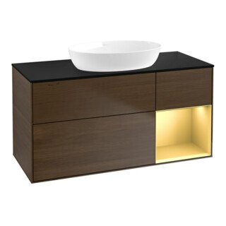V&B Waschtischunterschrank Wandbeleuchtung Finion 120cm, Pl bla m, Reg gol m Lac, wal ven