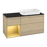 V&B Waschtischunterschrank Wandbeleuchtung Finion 120cm, Pl bla m, Reg li gol m, Oa ven