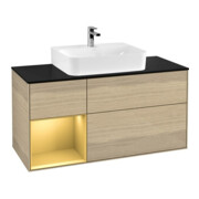 V&B Waschtischunterschrank Wandbeleuchtung Finion 120cm, Pl bla m, Reg li gol m, Oa ven