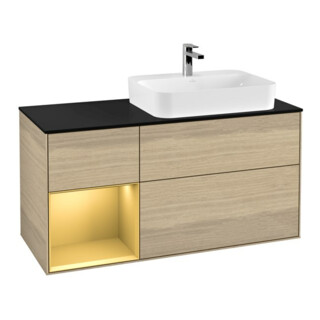 V&B Waschtischunterschrank Wandbeleuchtung Finion 120cm, Pl bla m, Reg li gol m, Oa ven