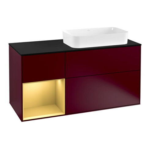 V&B Waschtischunterschrank Wandbeleuchtung Finion 120cm, Pl bla m, Reg li gol m, Peo m
