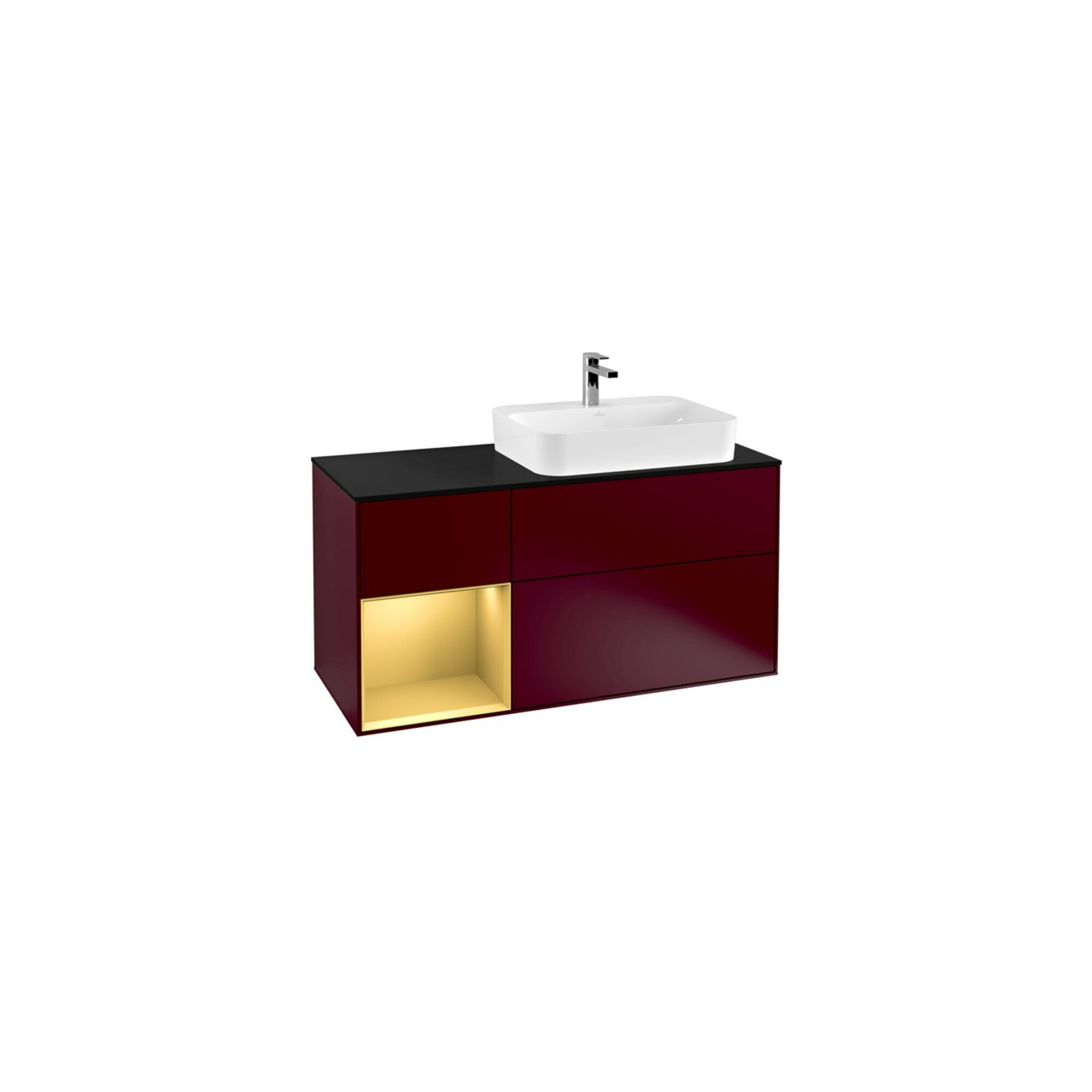 V&B Waschtischunterschrank Wandbeleuchtung Finion 120cm, Pl bla m, Reg li gol m, Peo m ; Villeroy & Boch
