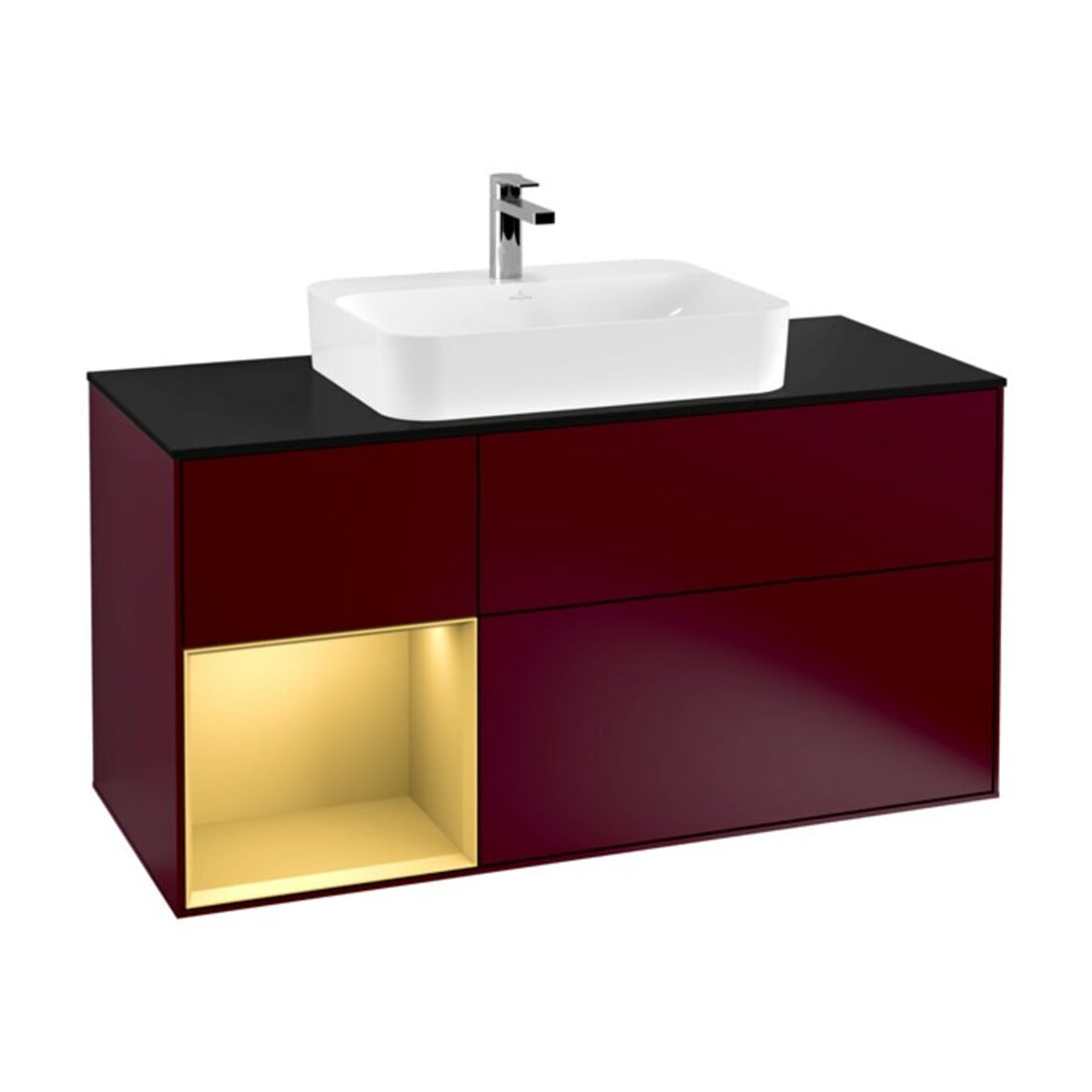 V&B Waschtischunterschrank Wandbeleuchtung Finion 120cm, Pl bla m, Reg li gol m, Peo m