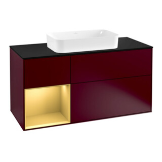 V&B Waschtischunterschrank Wandbeleuchtung Finion 120cm, Pl bla m, Reg li gol m, Peo m