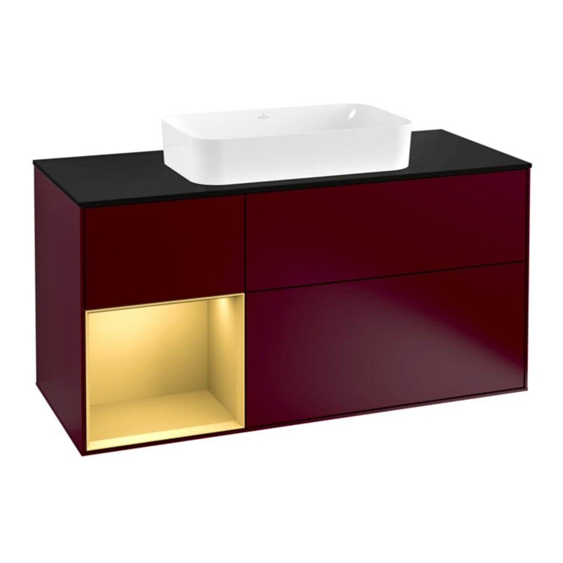 V&B Waschtischunterschrank Wandbeleuchtung Finion 120cm, Pl bla m, Reg li gol m, Peo m