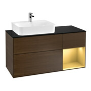V&B Waschtischunterschrank Wandbeleuchtung Finion 120cm, Pl bla m, Reg li gol m, wal ven