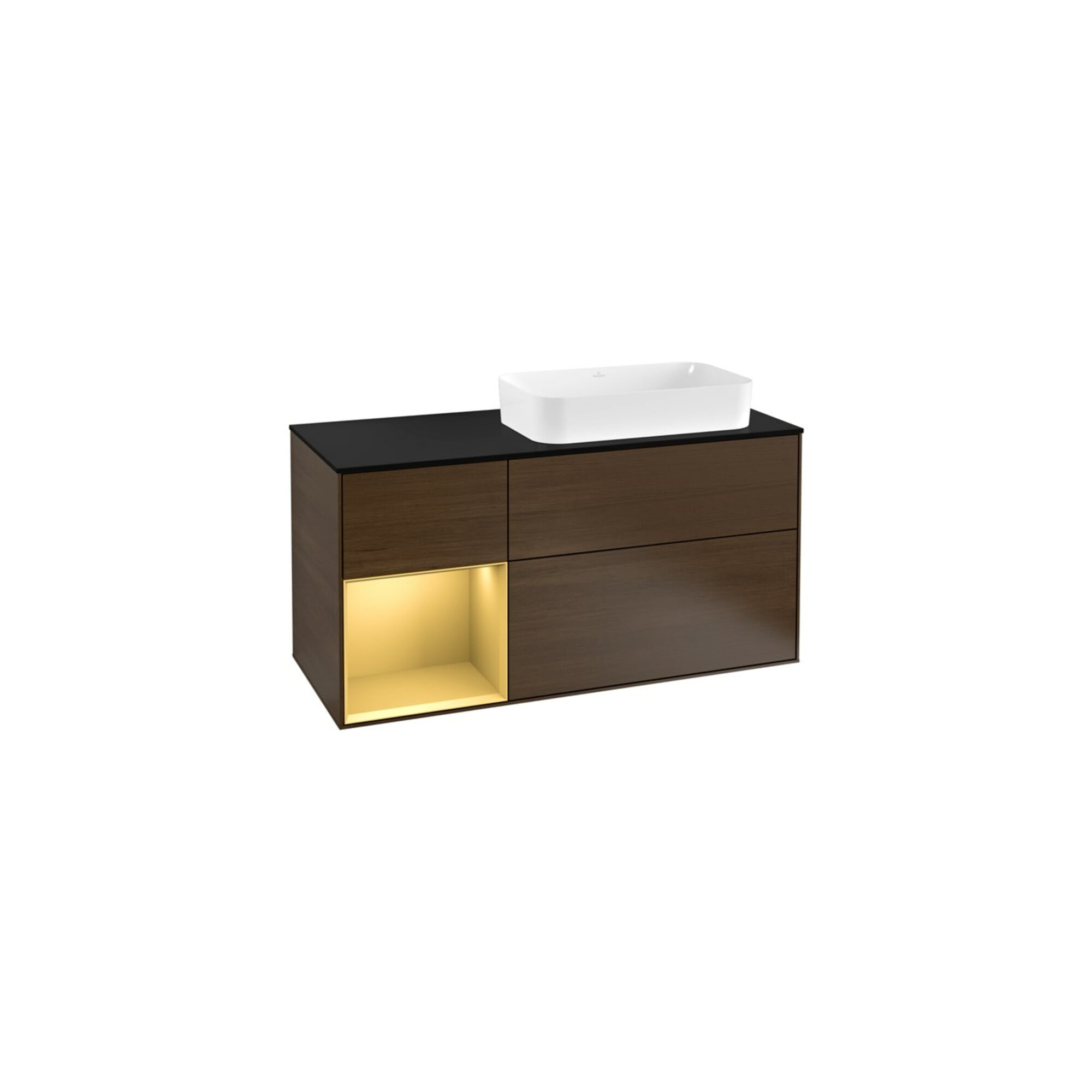 V&B Waschtischunterschrank Wandbeleuchtung Finion 120cm, Pl bla m, Reg li gol m, wal ven ; Villeroy & Boch