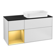 V&B Waschtischunterschrank Wandbeleuchtung Finion 120cm, Pl bla m, Reg li gol m, wh. m Lac