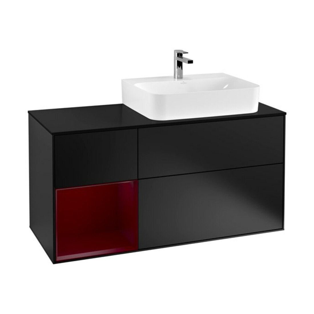 V&B Waschtischunterschrank Wandbeleuchtung Finion 120cm, Pl bla m, Reg li Peo, bla m Lac