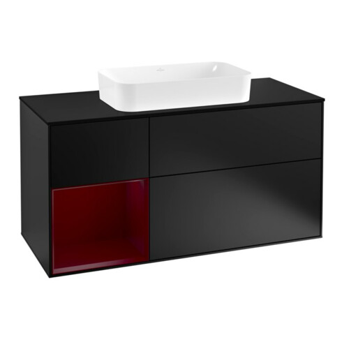 V&B Waschtischunterschrank Wandbeleuchtung Finion 120cm, Pl bla m, Reg li Peo, bla m Lac