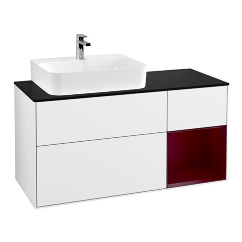 V&B Waschtischunterschrank Wandbeleuchtung Finion 120cm, Pl bla m, Reg li Peo, glo wh. Lac