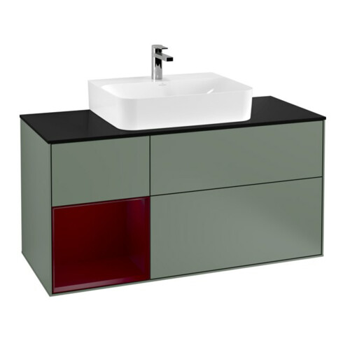 V&B Waschtischunterschrank Wandbeleuchtung Finion 120cm, Pl bla m, Reg li Peo, Oli. m Lac