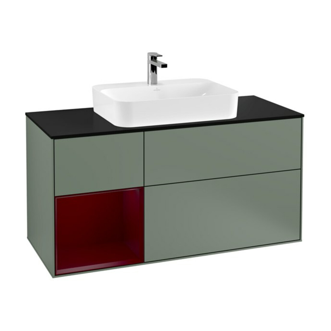 V&B Waschtischunterschrank Wandbeleuchtung Finion 120cm, Pl bla m, Reg li Peo, Oli. m Lac