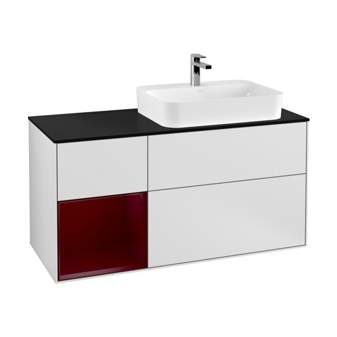 V&B Waschtischunterschrank Wandbeleuchtung Finion 120cm, Pl bla m, Reg li Peo, wh. m Lac